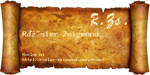 Rösler Zsigmond névjegykártya